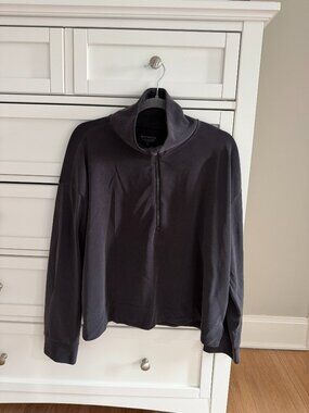 Athleta XL Half Zip Pullover Charcoal Modal Soft Funnel Neck Travel Athleisure